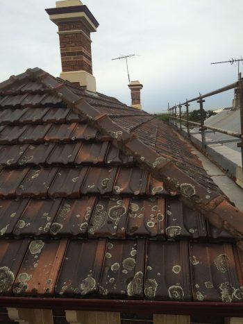 slate roofing installed on tiles